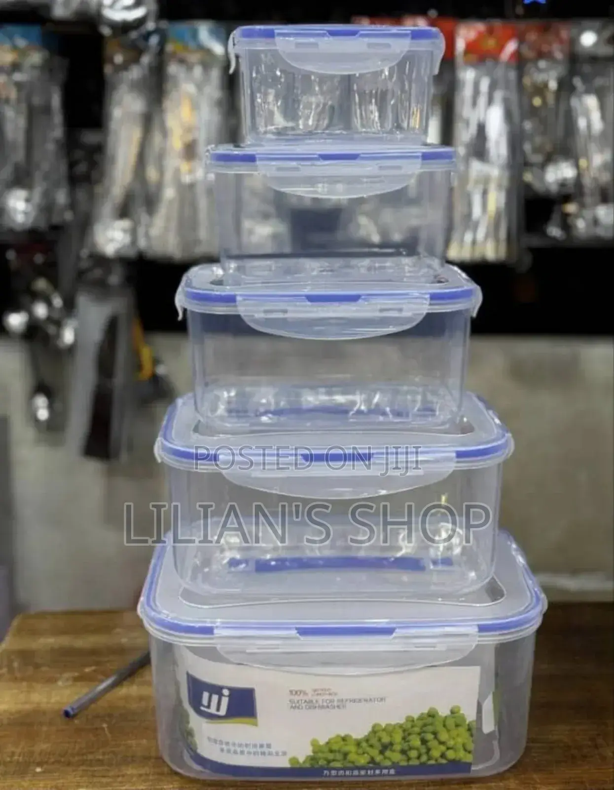 5pcs Set of Stackable, Airtight Plastic Food Storage Containers