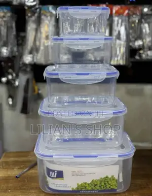 5pcs Set of Stackable, Airtight Plastic Food Storage Containers