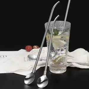 12pcs Stainless Steel Reusable Straw Spoons