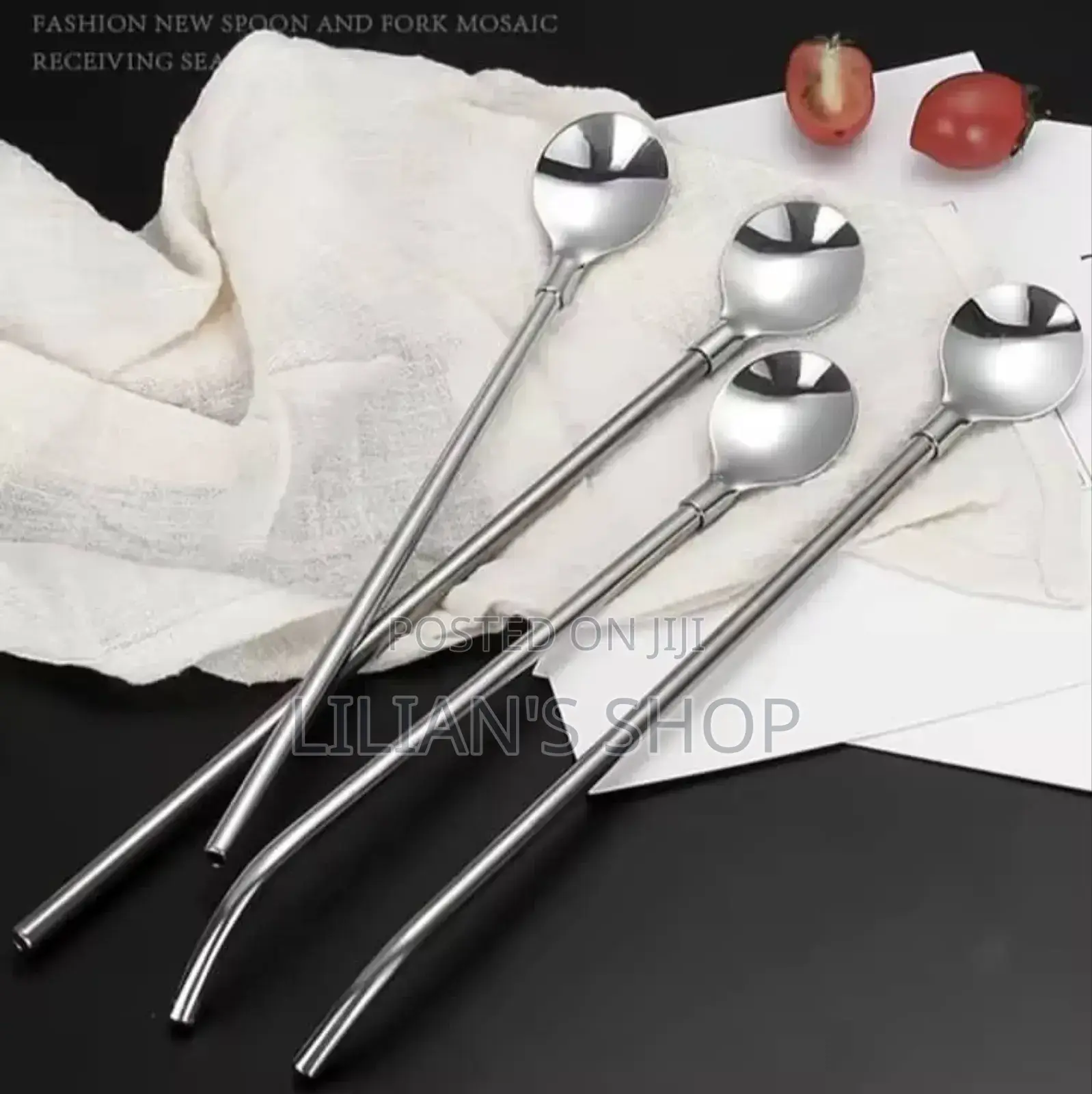 12pcs Stainless Steel Reusable Straw Spoons