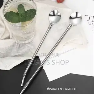 12pcs Stainless Steel Reusable Straw Spoons