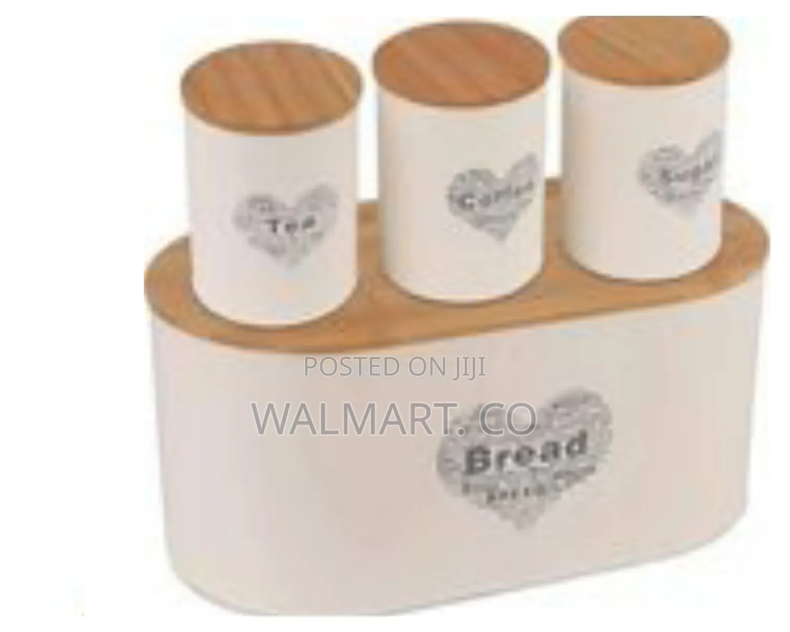 3 Piece Canister and Bread Box Bin With Bamboo Lid