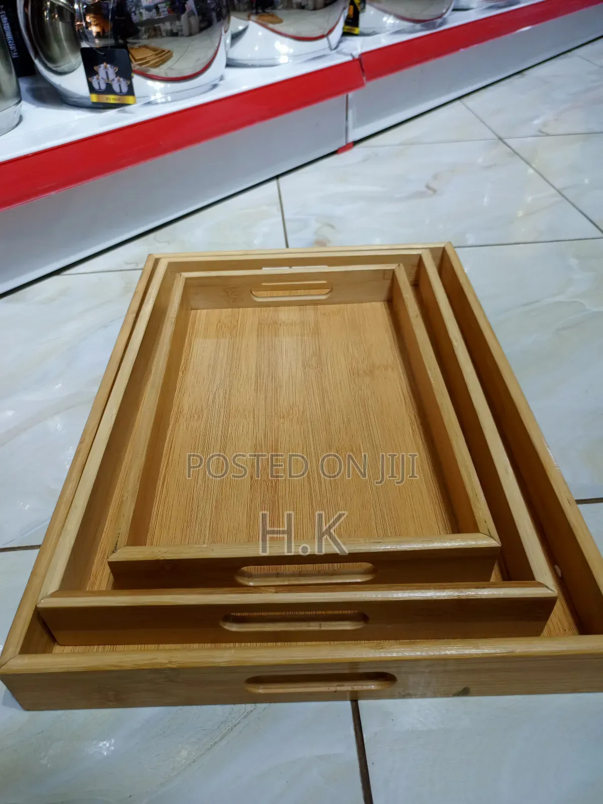 3pcs Nested Rectangular Bamboo Tray Set