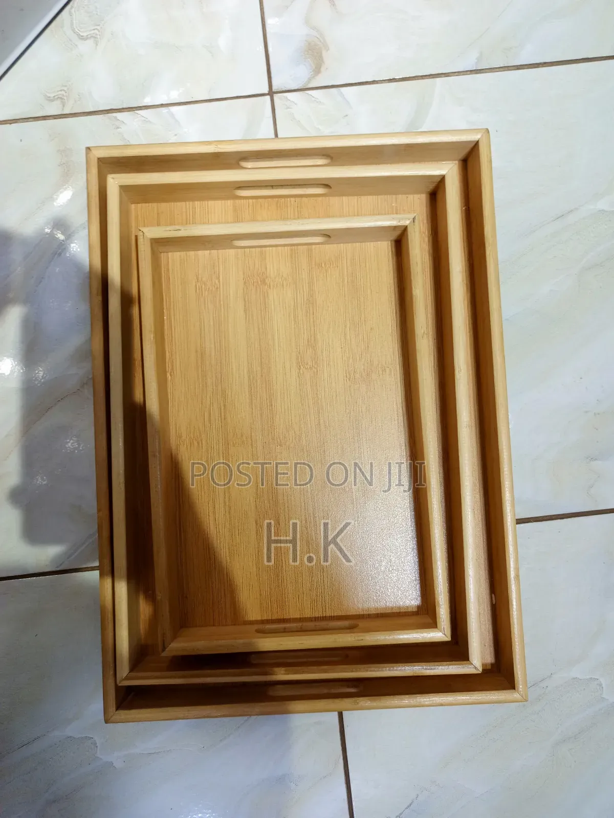 3pcs Nested Rectangular Bamboo Tray Set