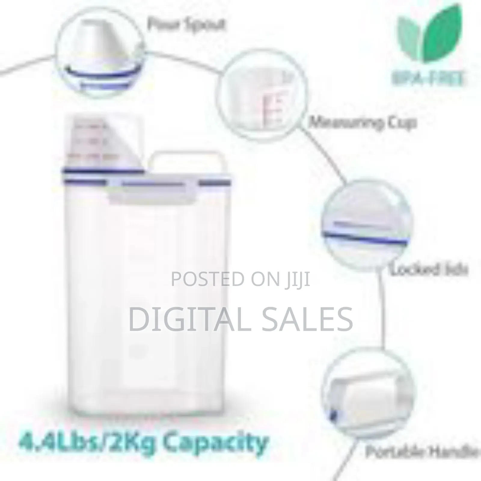 2 Litre Plastic Food Storage Rice Cereal Container Bin