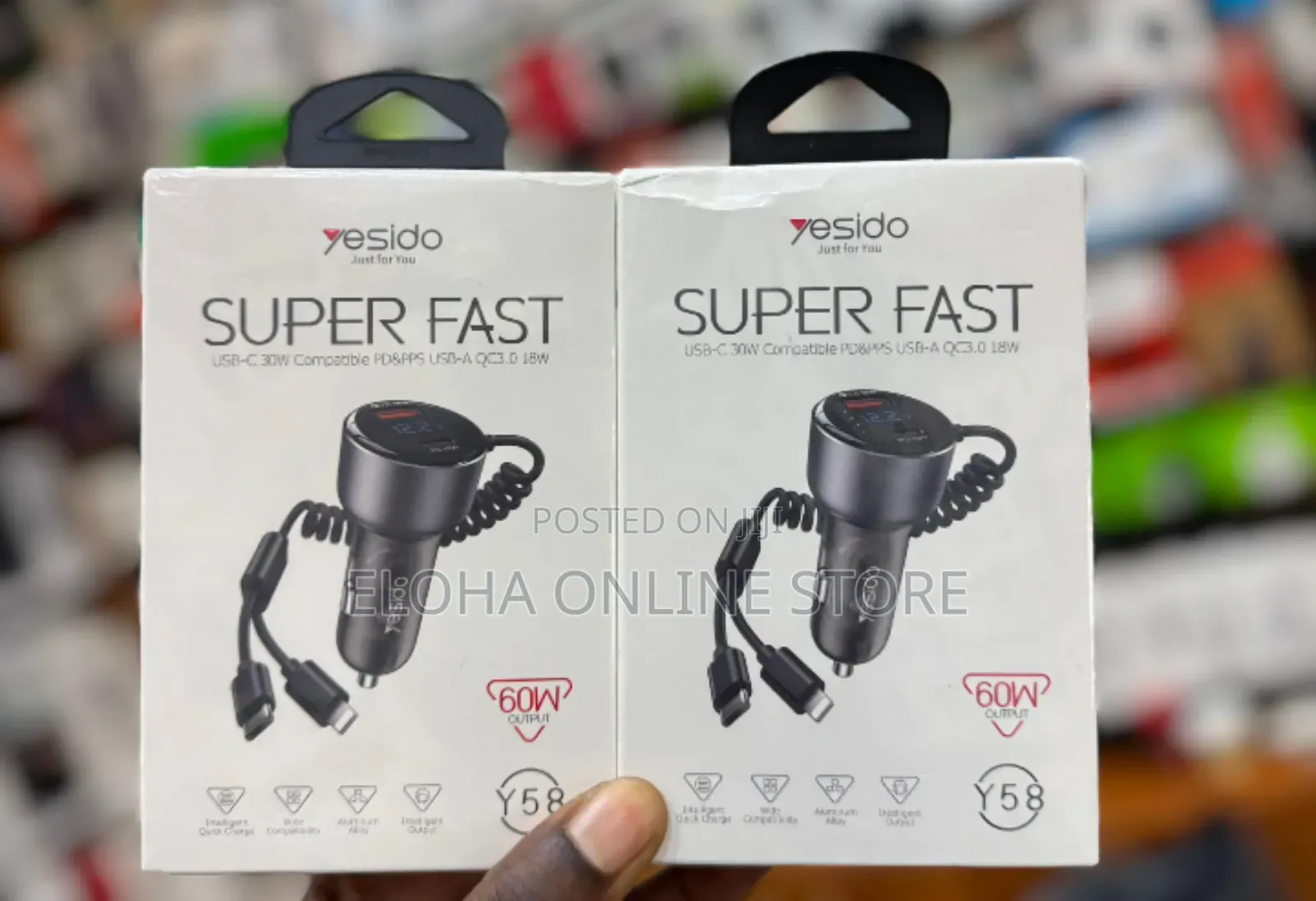 Yesido Y58 60w Type-C+Usb-a Dual Port Super Fast Car Charger