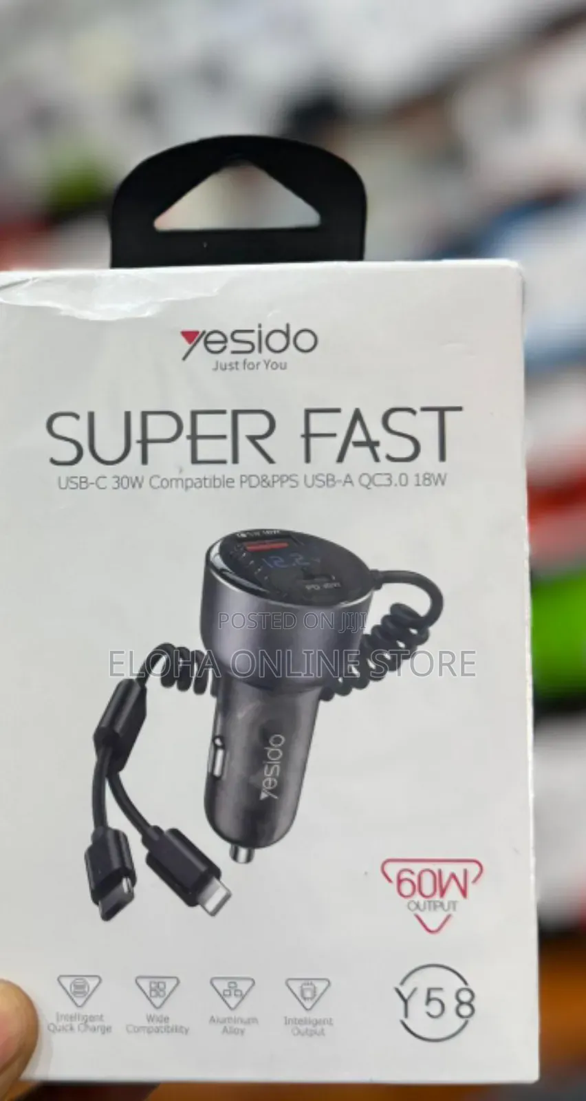 Yesido Y58 60w Type-C+Usb-a Dual Port Super Fast Car Charger