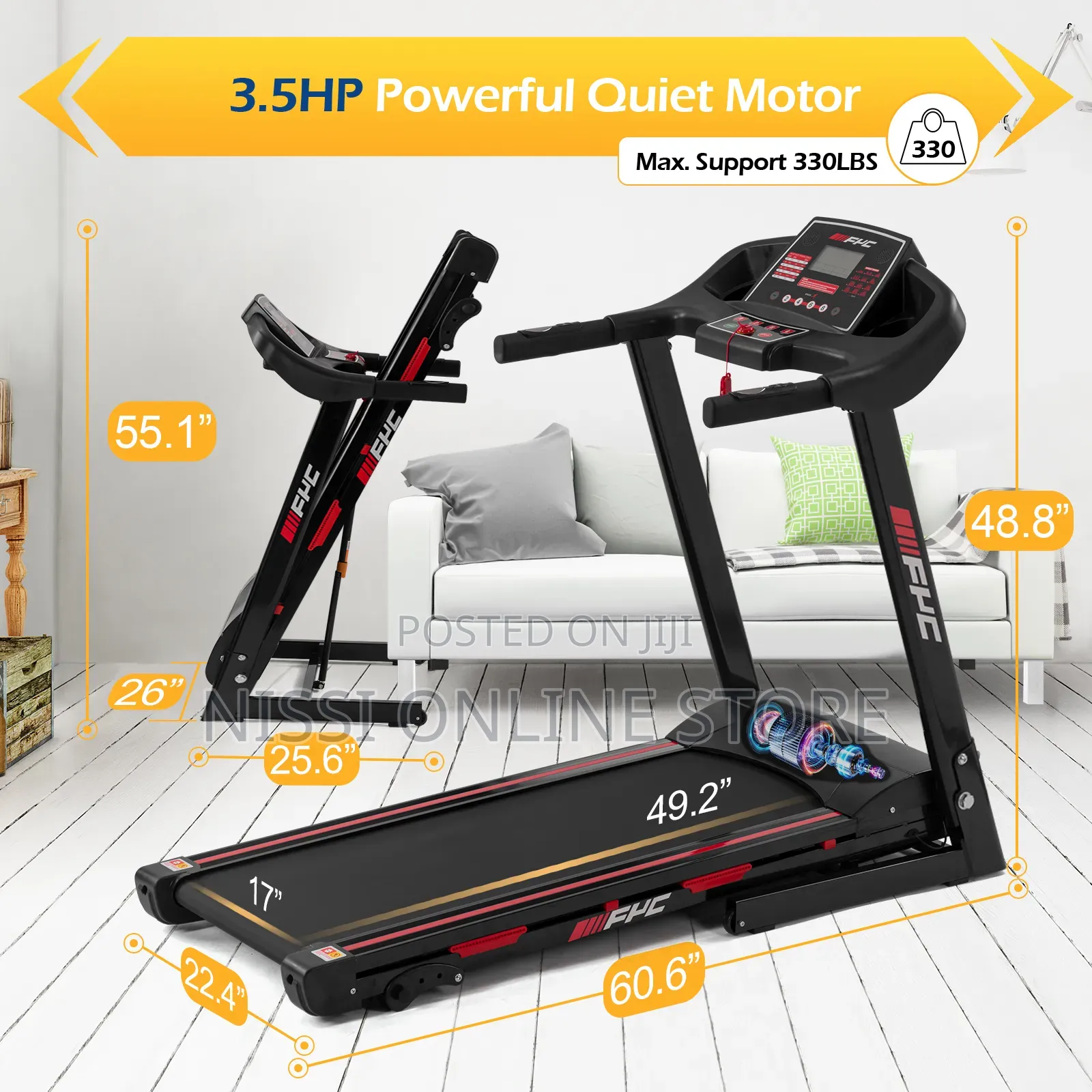 1.5hp Heavy-Duty Foldable Treadmill