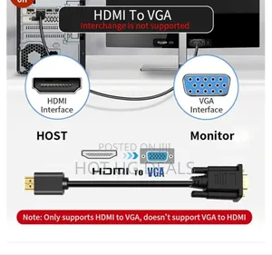 Hdmi To Vga Adapter (Male To Male) 1080p Hd Video Cable