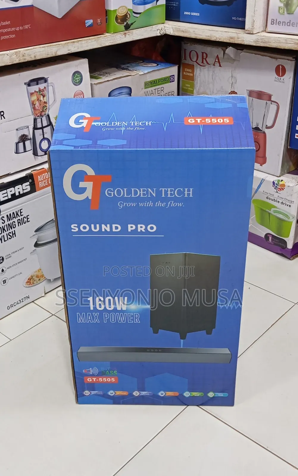 Golden Tech 2.1ch Soundbar System 160w With Wired Subwoofer, Bt Remote