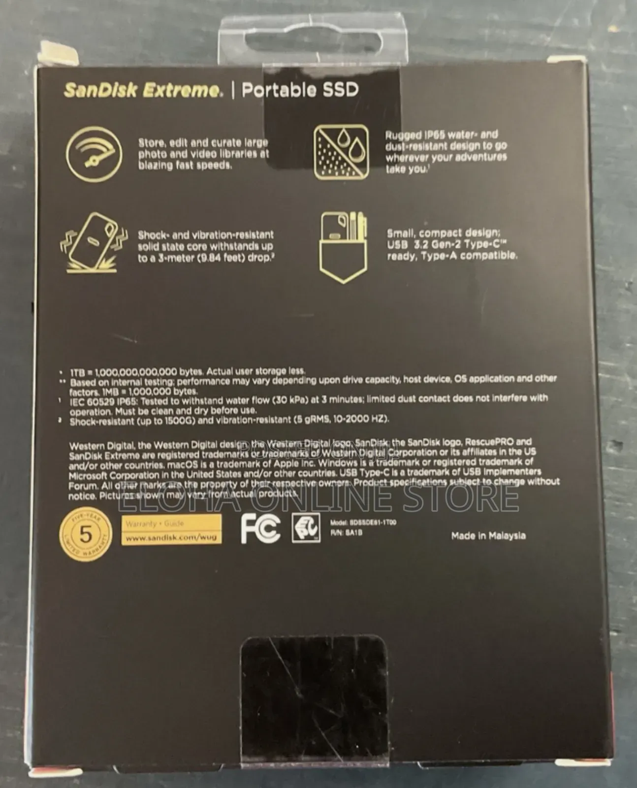 Sandisk Sdssde61-1t00-1tb Extreme Portable External SSD