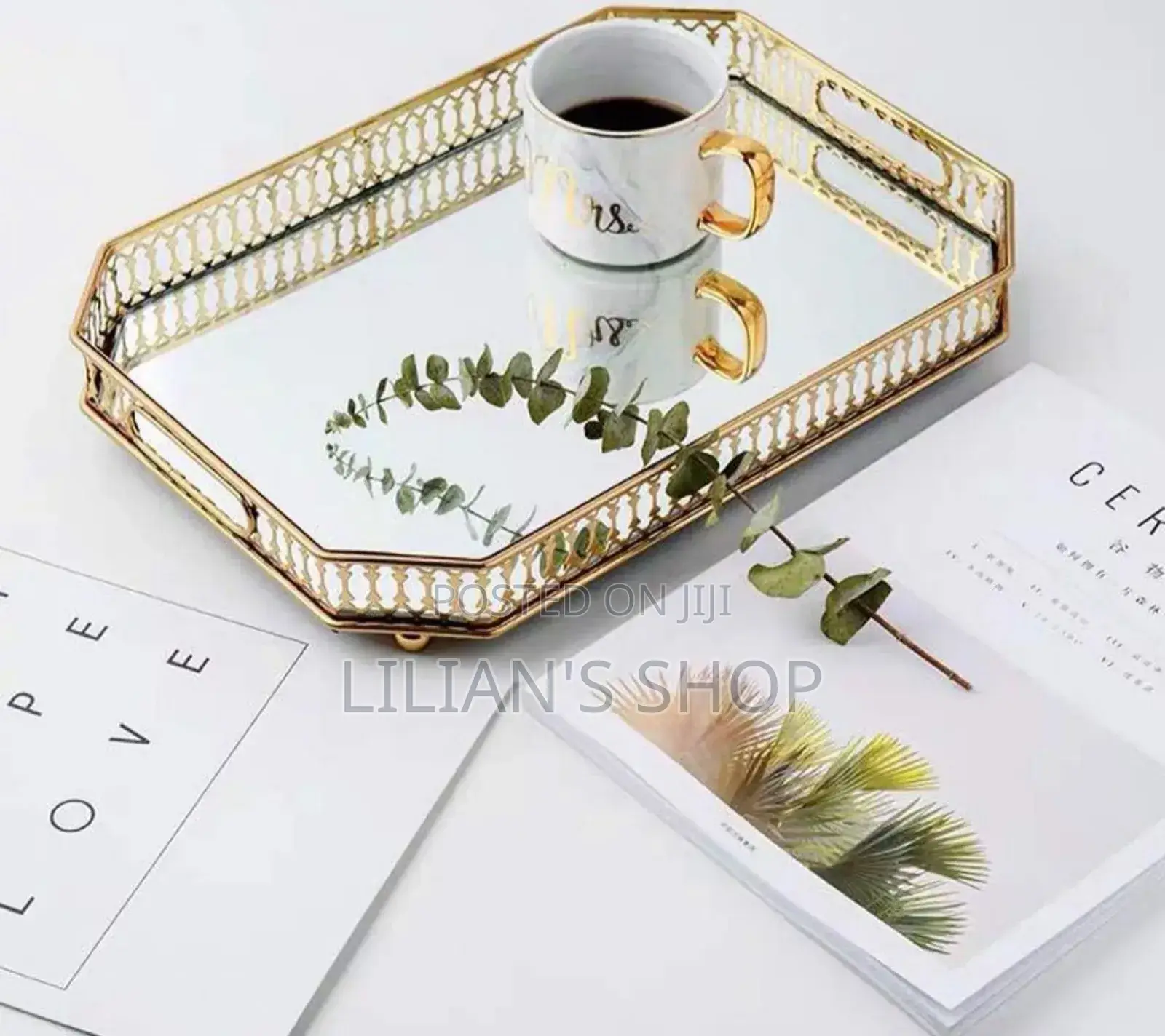 Rectangular Gold Mirror Tray