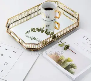 Rectangular Gold Mirror Tray