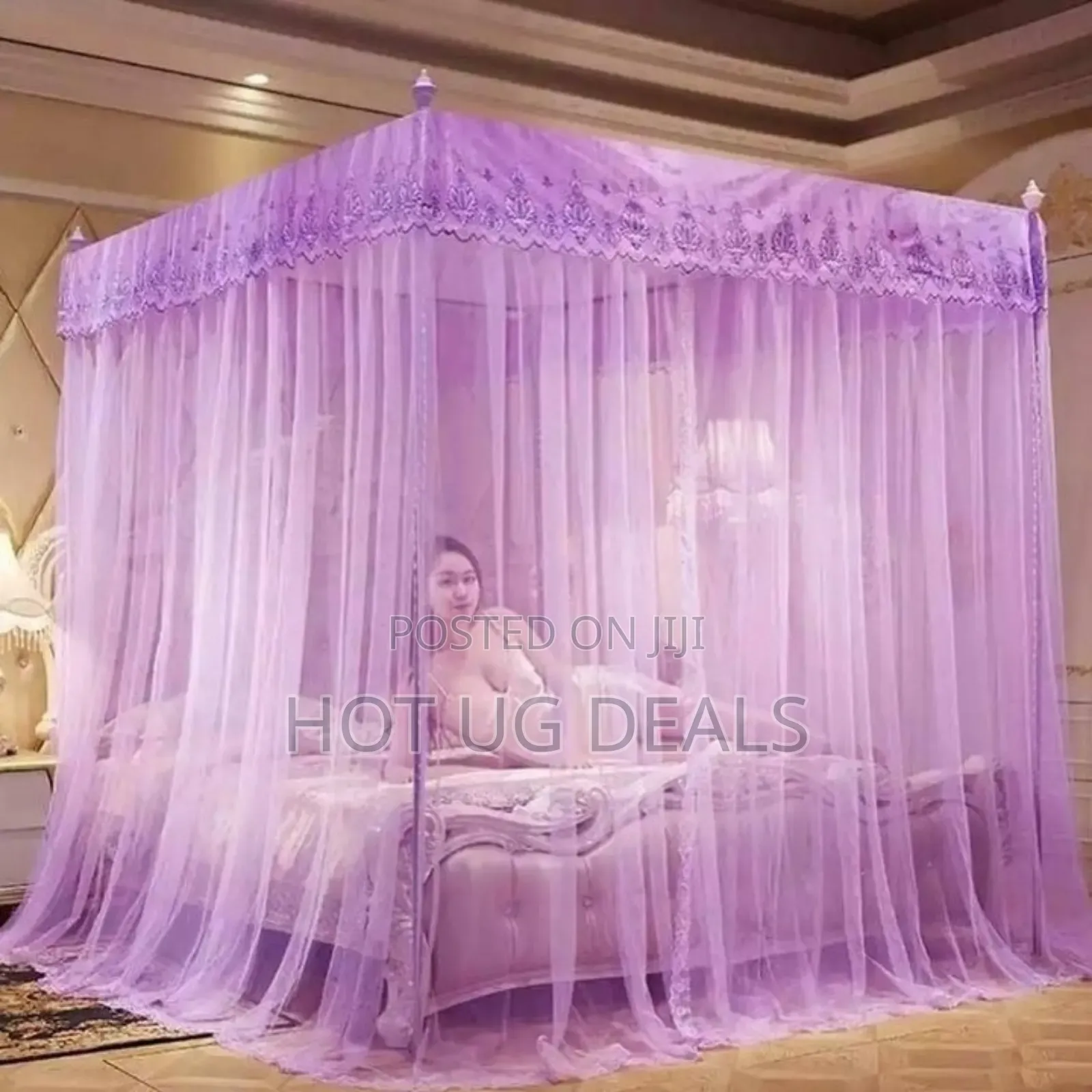 4*6 Mosquito Net With Stands - Purple