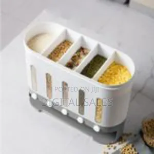 5-Grid Wall Mounted Storage 12l Food Dispenser Rice Bucket- Multicolor