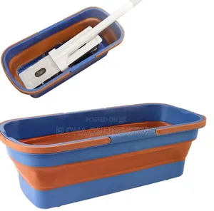 Large Flat Foldable Cleaning Bucket With Mop