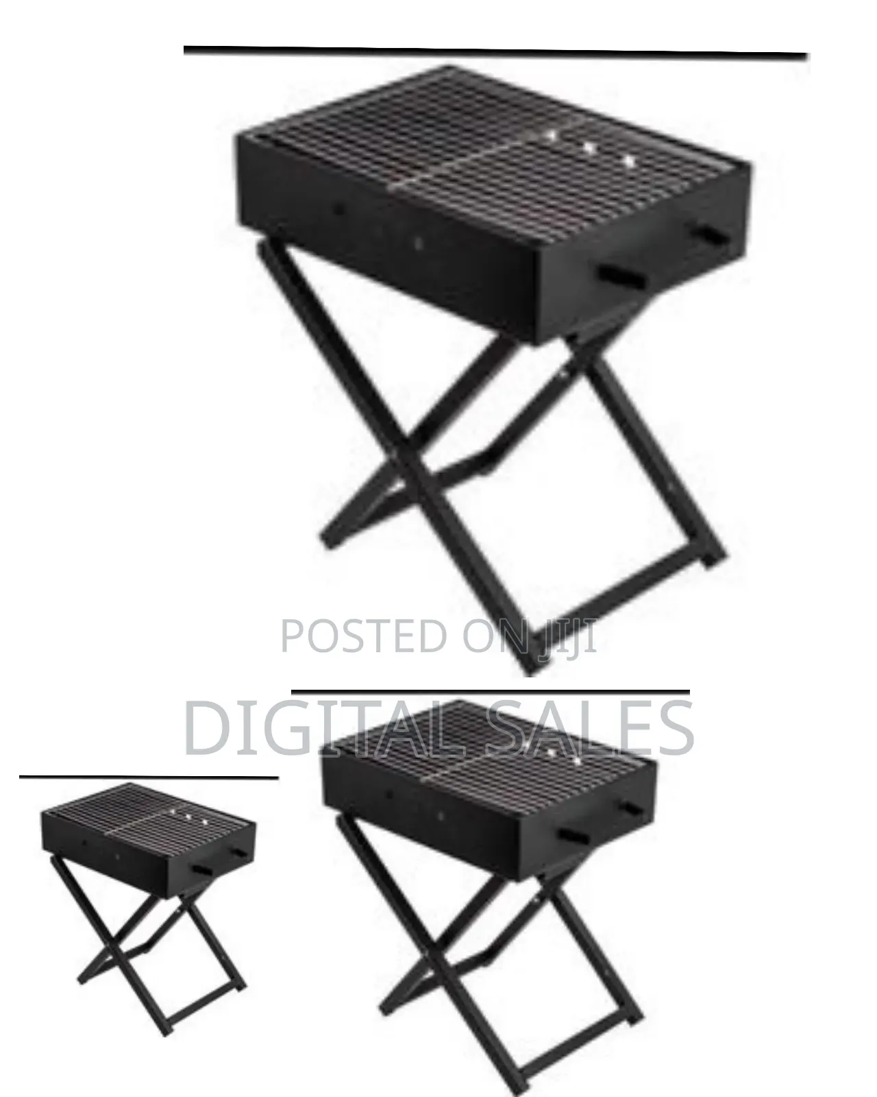 60x30cm Heavy Duty Foldable BBQ Stand With Kabab Smoker Grill Durable