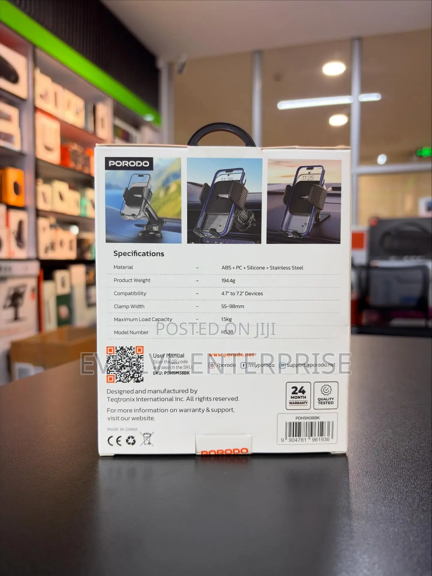 Porodo 3-in-1 Mount Kit Multi-Functional Phone Holder