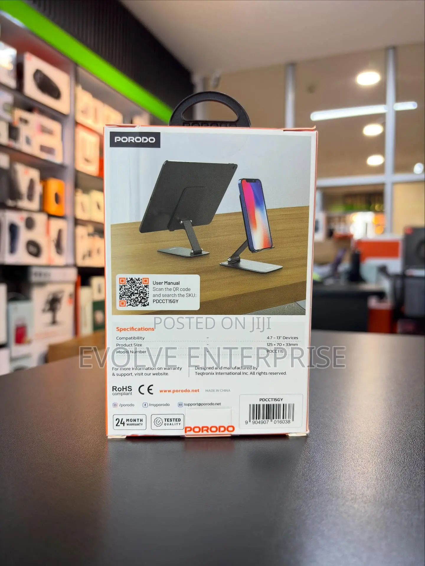 Porodo Foldable Desktop Stand With Anti-Slip Base