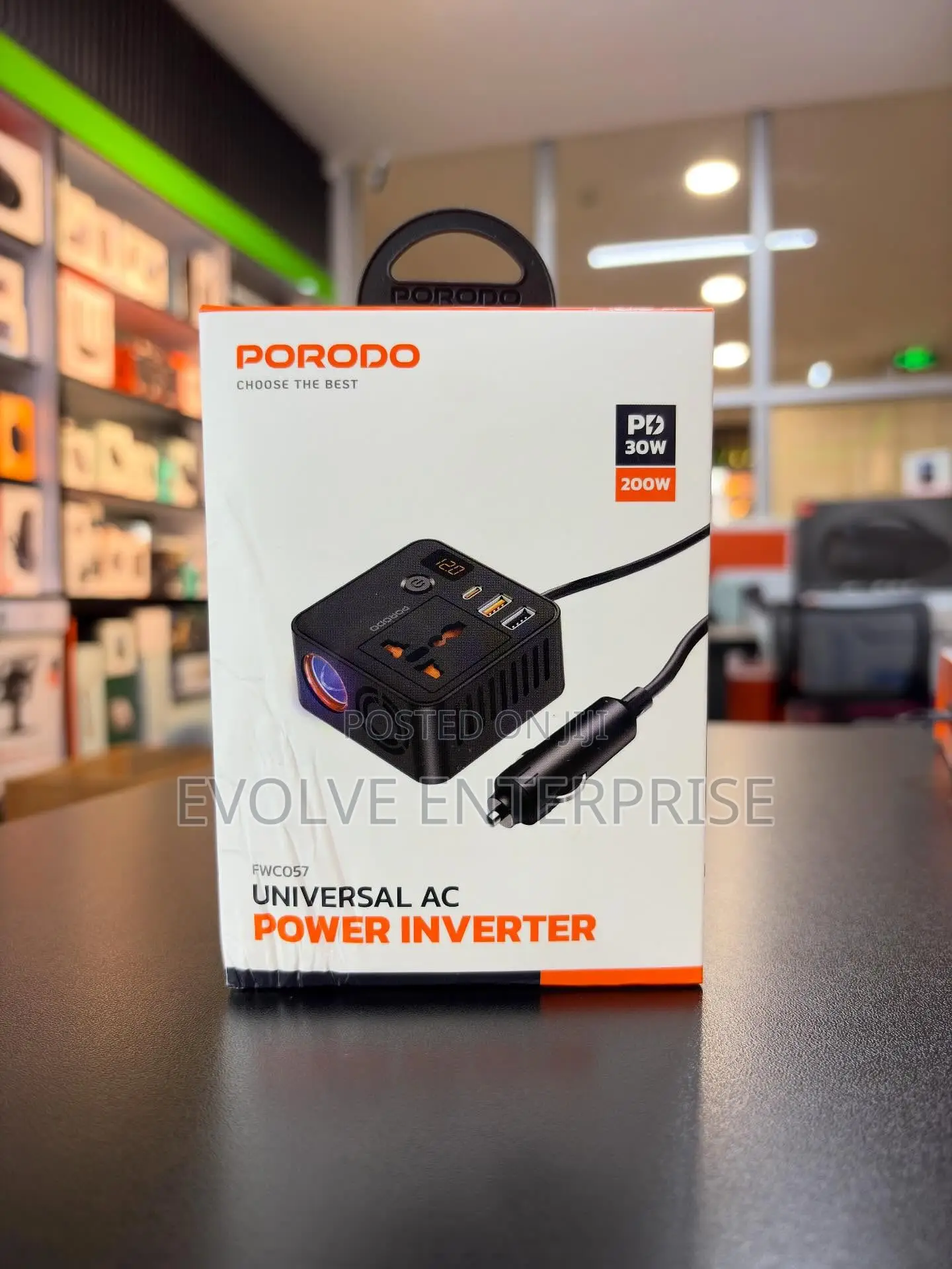 Porodo Universal Black Ac Power Inverter