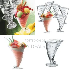 6 Pack Shell of 32cl Sundae Cups Clear Glasses Footed Milkshake