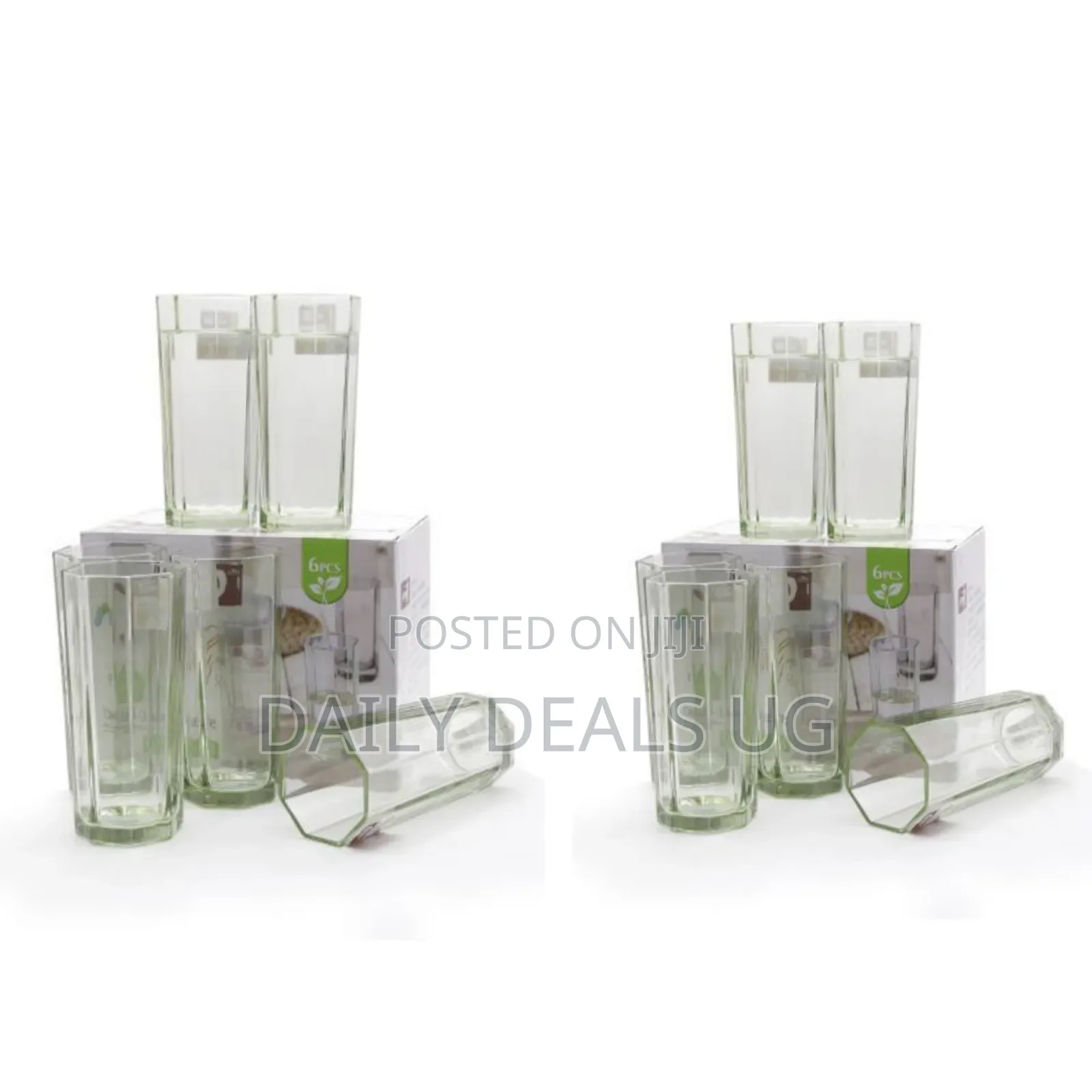 6 Pieces of Water/Juice Glasses - Green