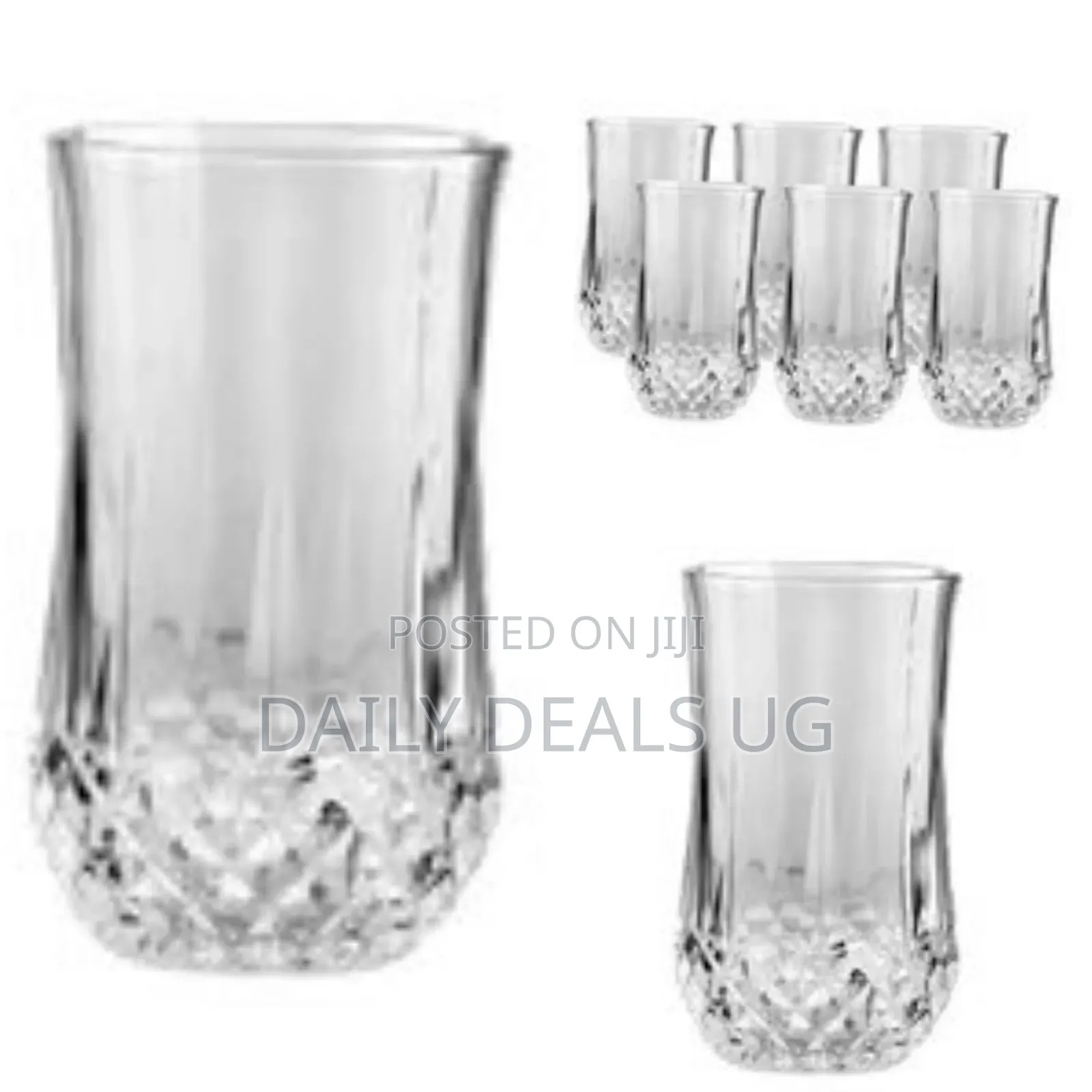 6 Pieces of Diamond Design Juice Glasses - Colorless