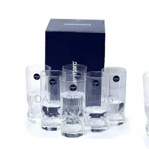 6 Pieces of Architectural Design Juice Glasses - Colorless
