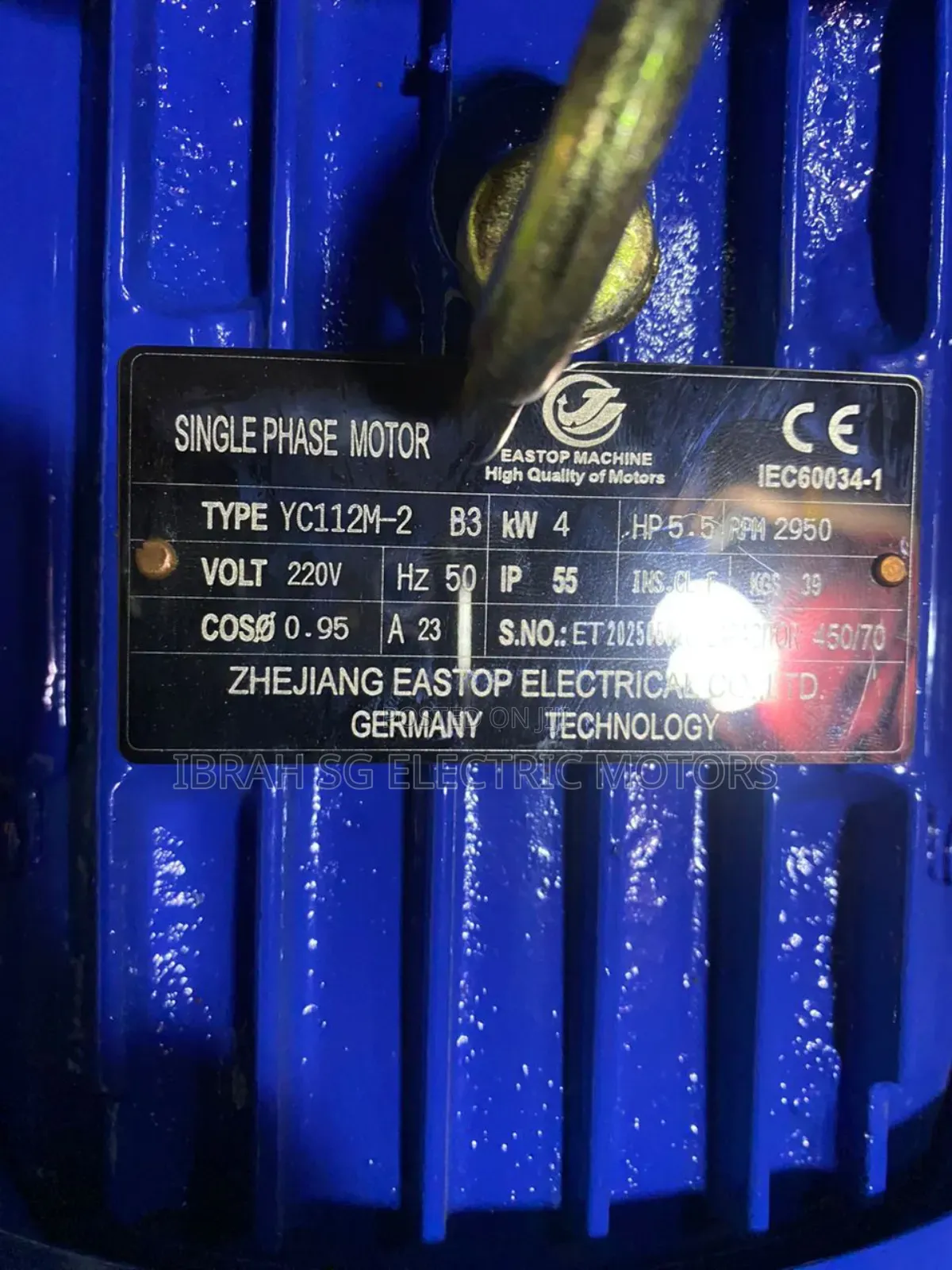 Single Phase 5.5hp 2950rpm Motor