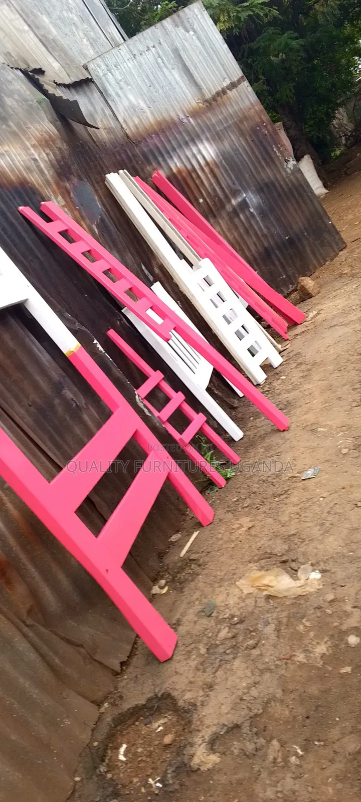 Pink and White Wooden Decker