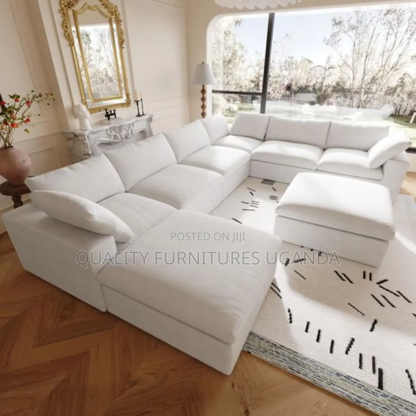 8 Seater White Luxurious Living Room