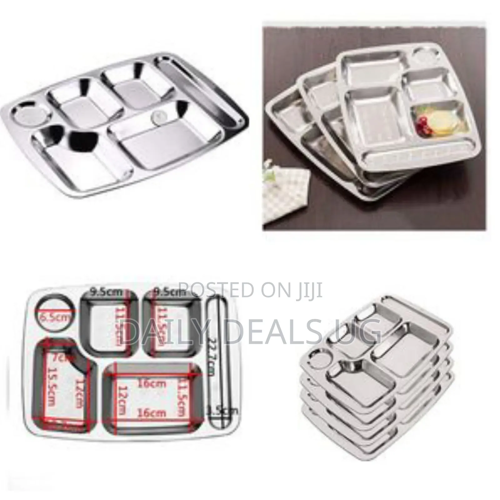 Stainless Steel Rectangle 6 In1 Component Dinner Plate Tray for Lunch