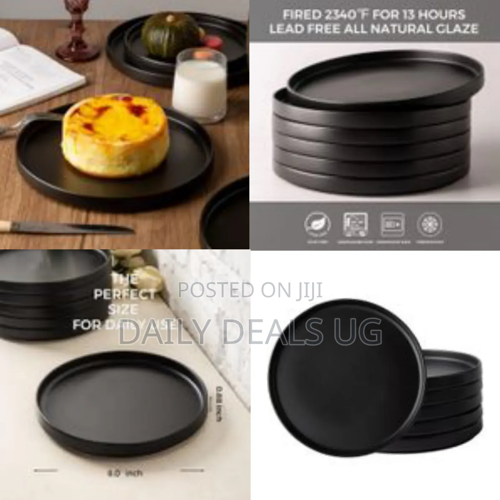 Ceramic Plates Set of 6, Matte Glaze 8.0 Inch Dishes Set for Kitchen