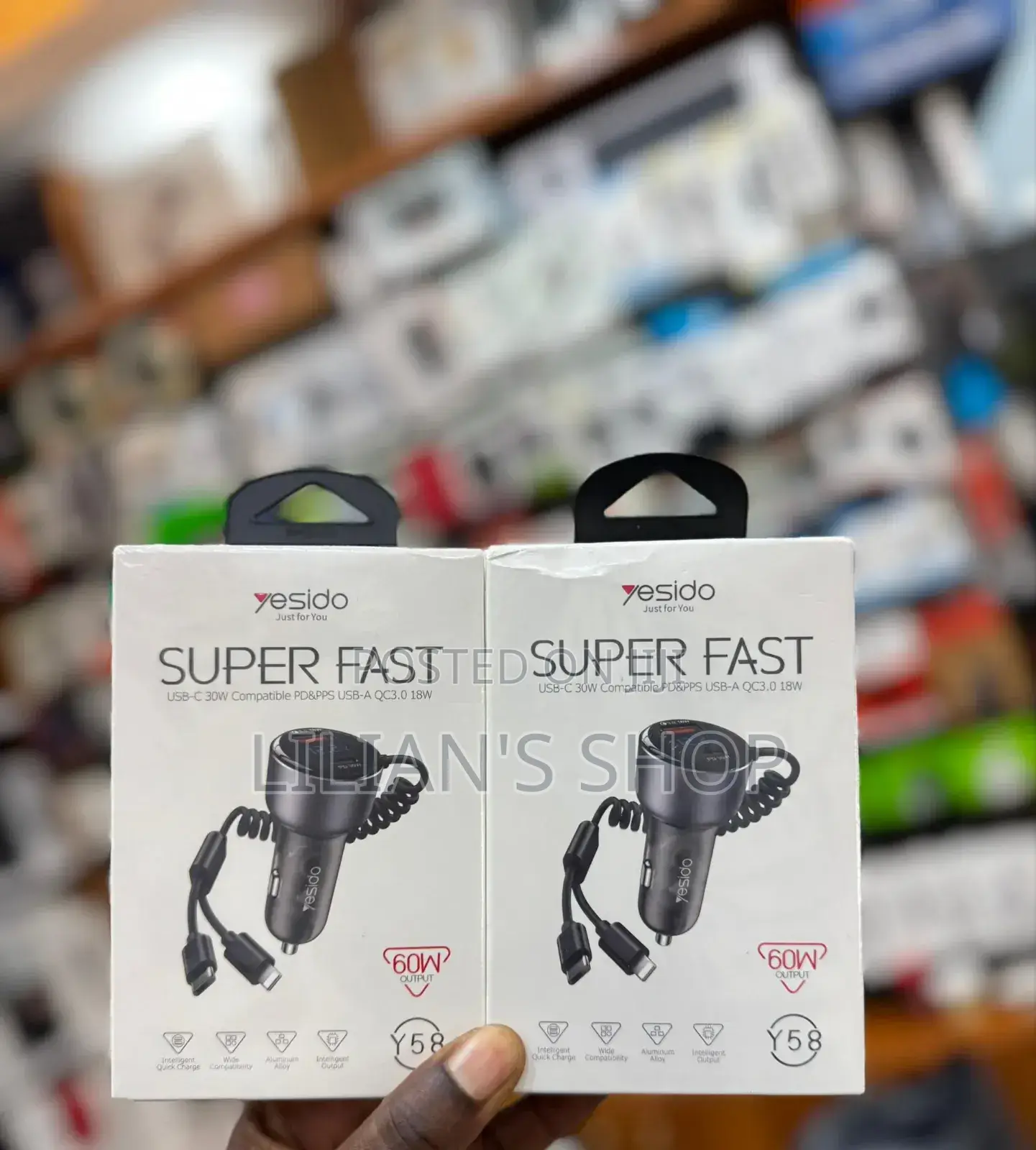 Yesido Y58 60w Type-C+Usb-a Dual Port Super Fast Car Charger
