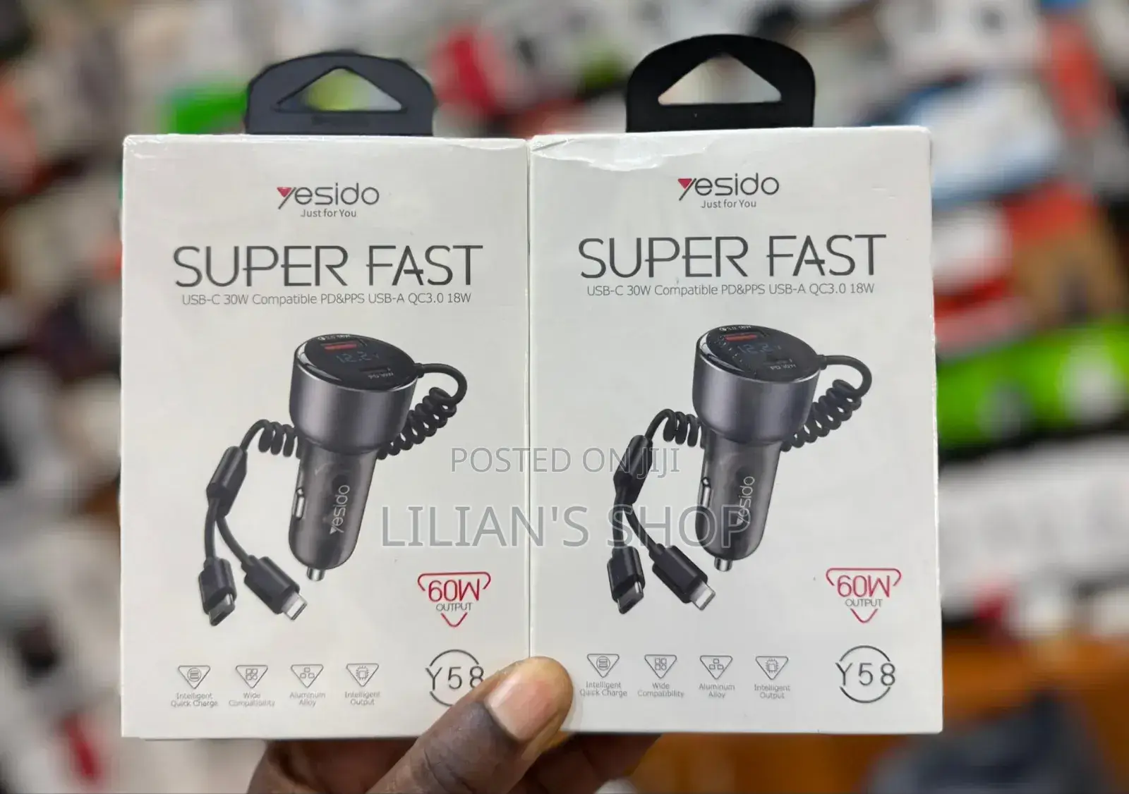 Yesido Y58 60w Type-C+Usb-a Dual Port Super Fast Car Charger