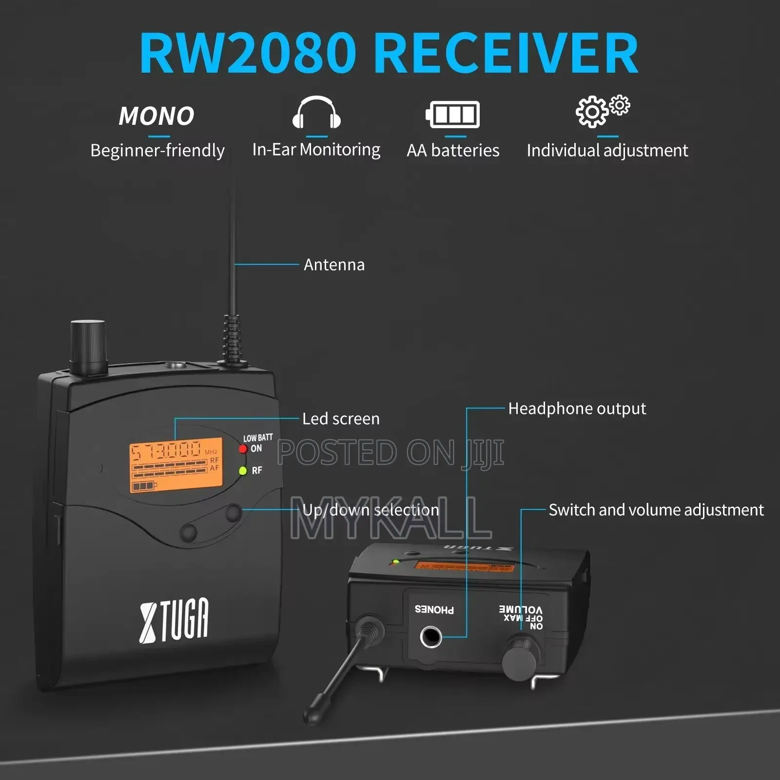 Xtuga Rw2080 Half Metal in-Ear Monitor Wireless System
