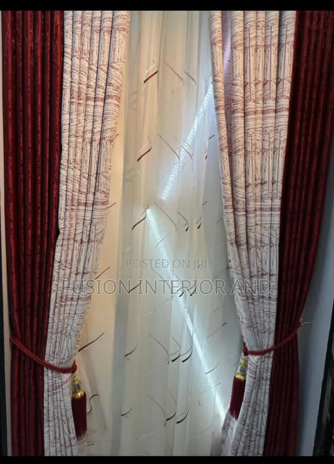Muzira Maroon and Hexagon Maroon Curtains