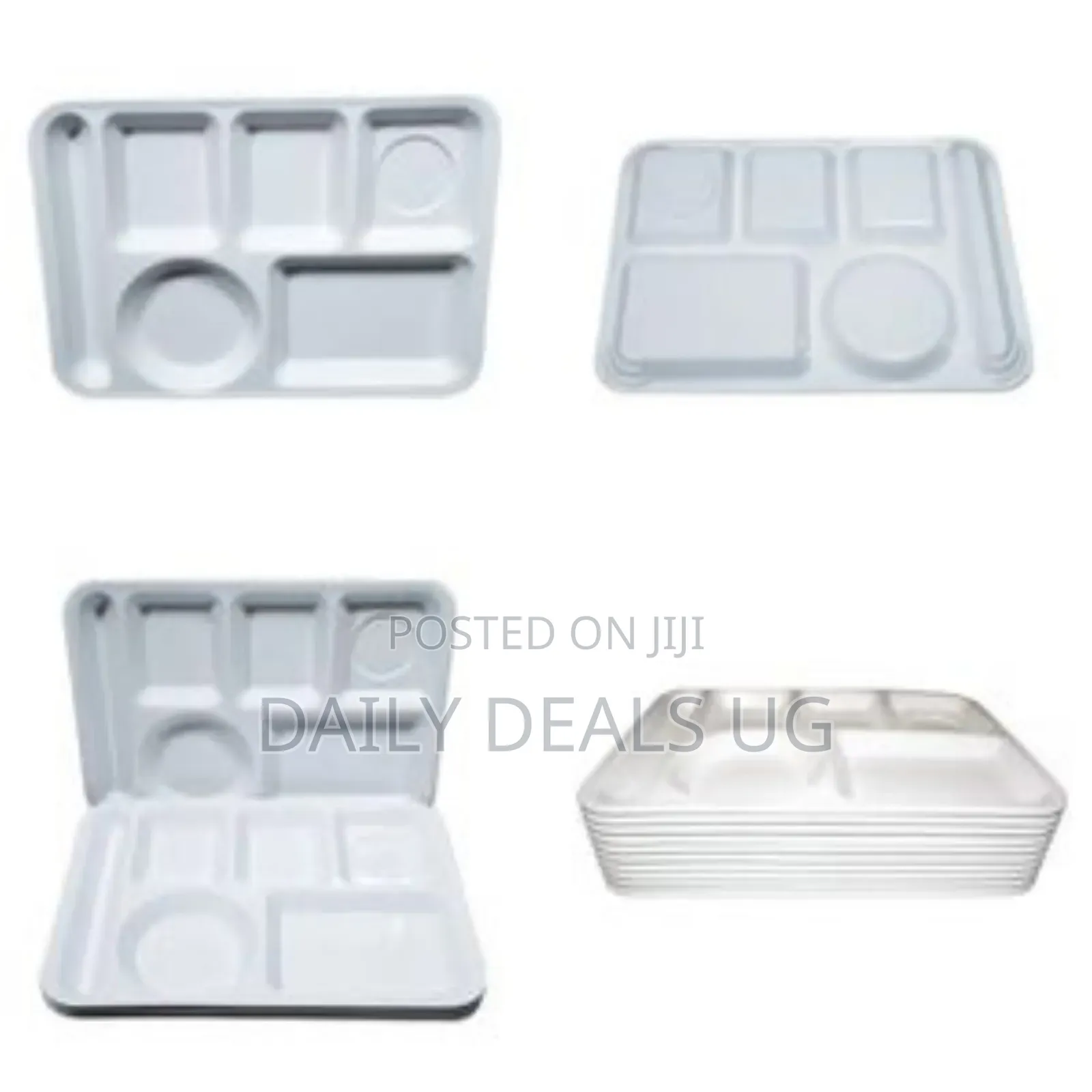 6 Pieces of Divided Plates Melamine 5-Compartment White Portioned