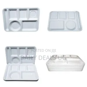 6 Pieces of Divided Plates Melamine 5-Compartment White Portioned