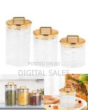 3 Piece Acrylic Canisters Sealed Cookie Jars With Airtight