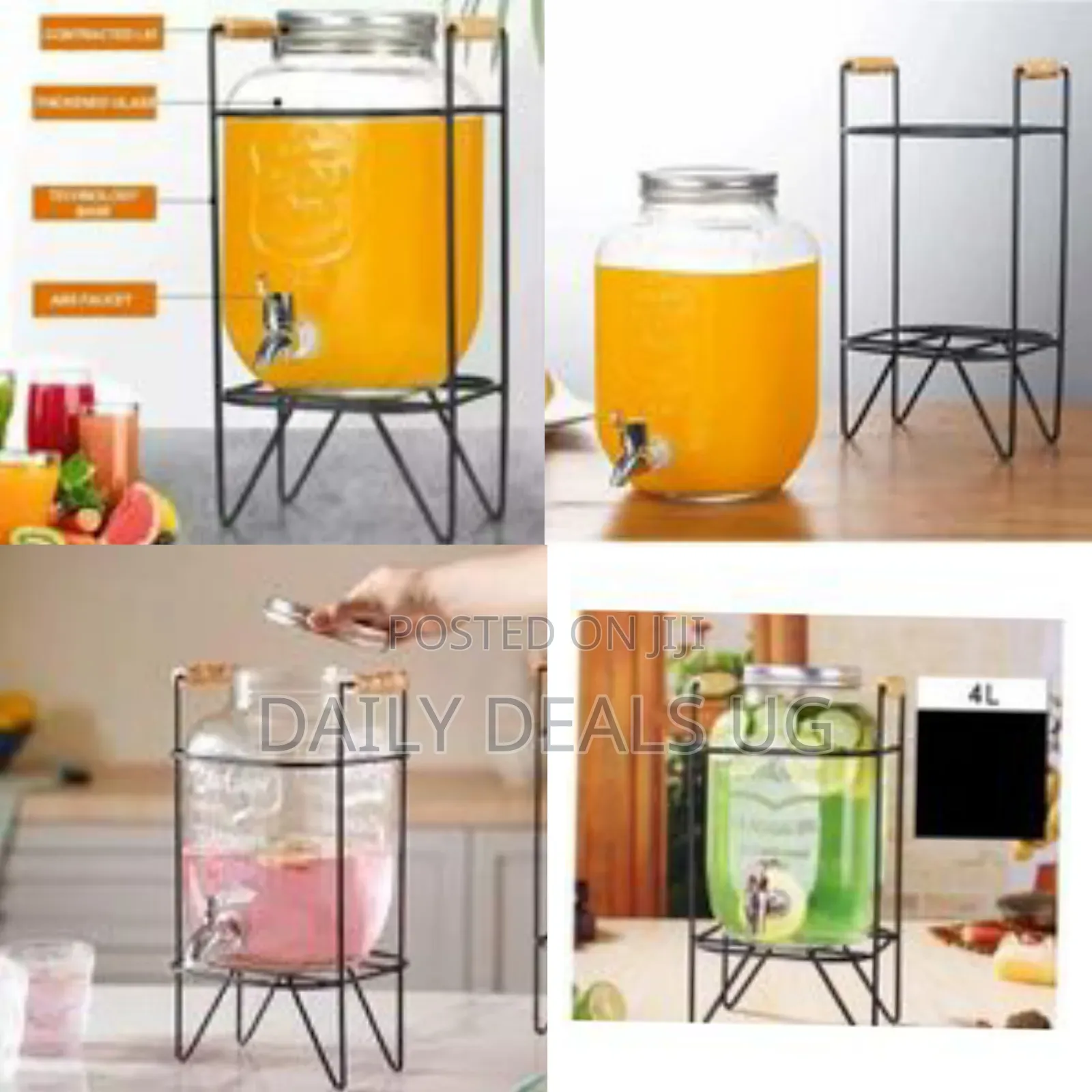 Beverage Water Dispenser Juice With Stand, Glass