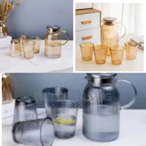Set of 7 Piece 1 Borosilicate Juice Jug Beverage Water Carafe Kettle