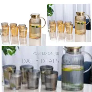 Set of 7 Piece 1 Borosilicate Juice Jug Beverage Water Carafe Kettle