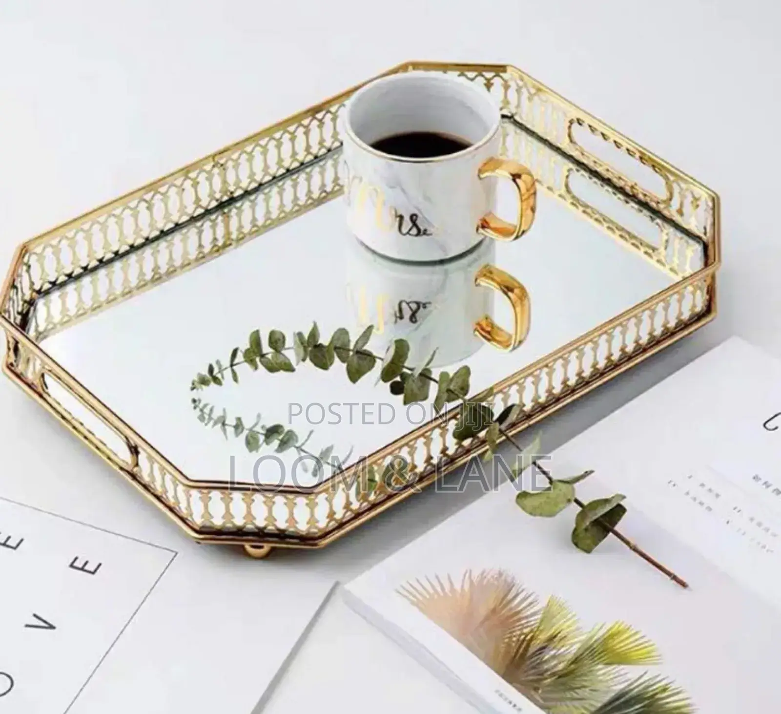 Rectangular Gold Mirror Tray