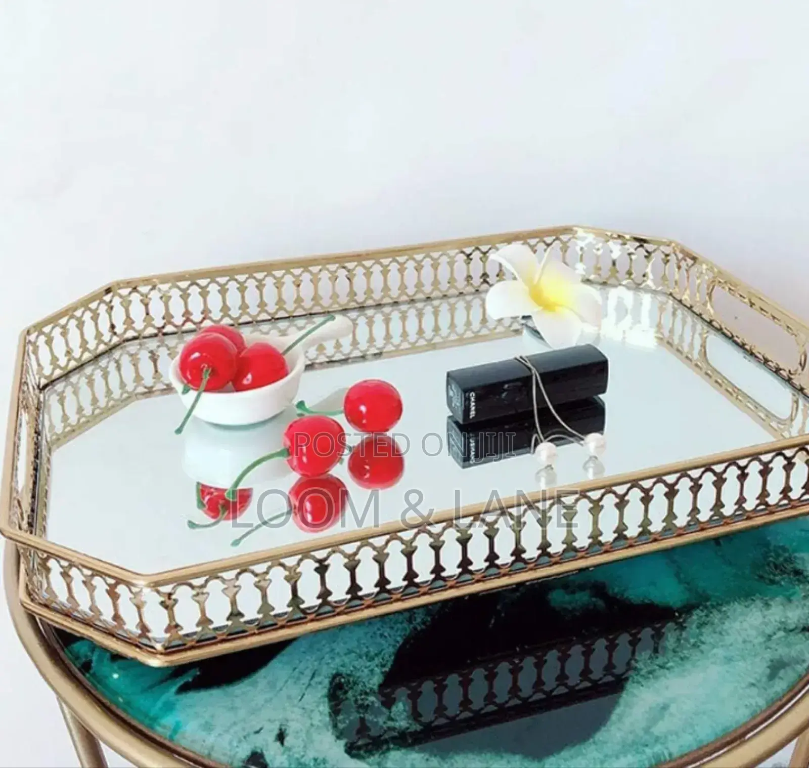 Rectangular Gold Mirror Tray
