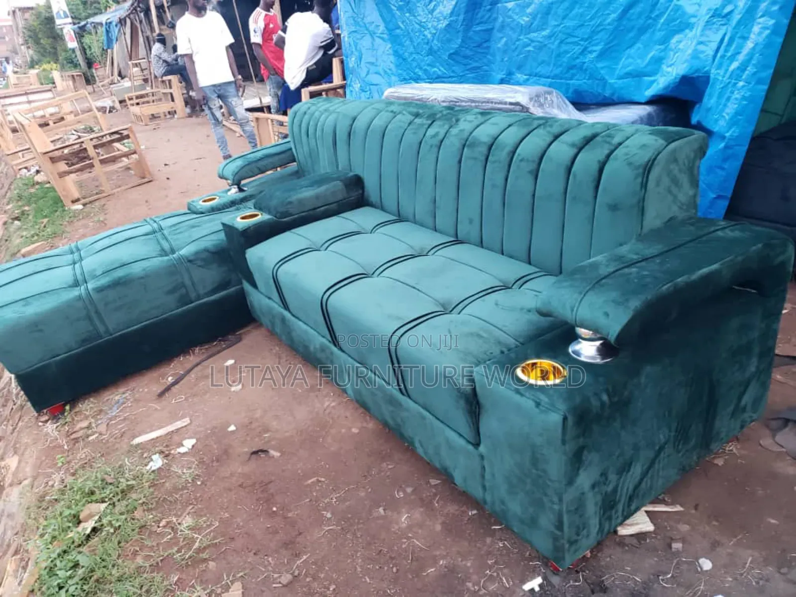 Comfortable L Shaped Sofa Is for Sale in Green Color