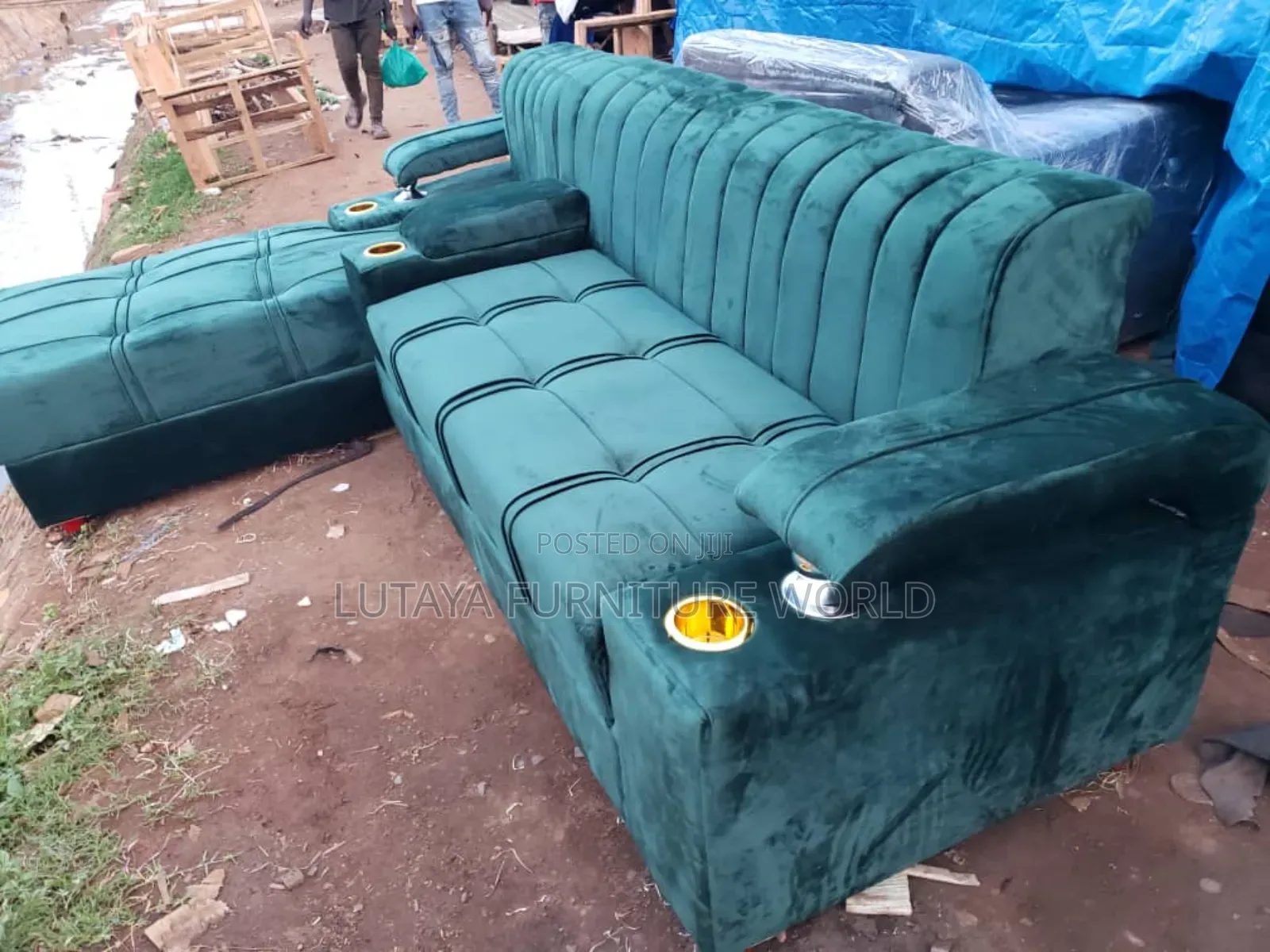 Comfortable L Shaped Sofa Is for Sale in Green Color