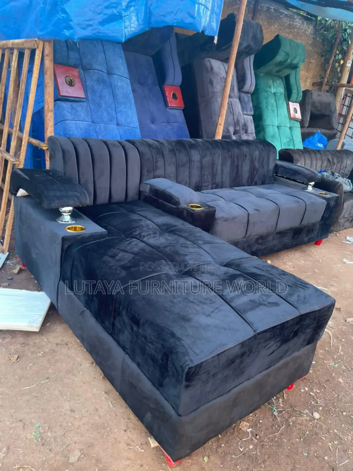 Comfortable L Shaped Sofa Is for Sale in Black Color