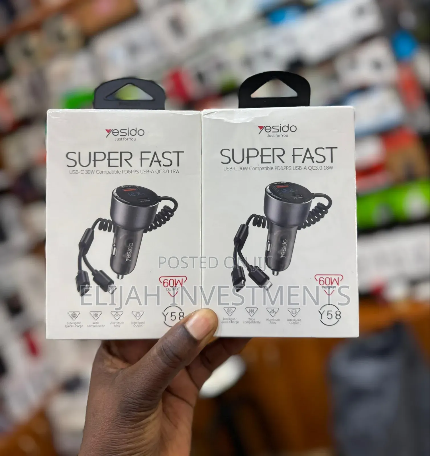 Yesido Y58 60w Type-C+Usb-a Dual Port Super Fast Car Charger