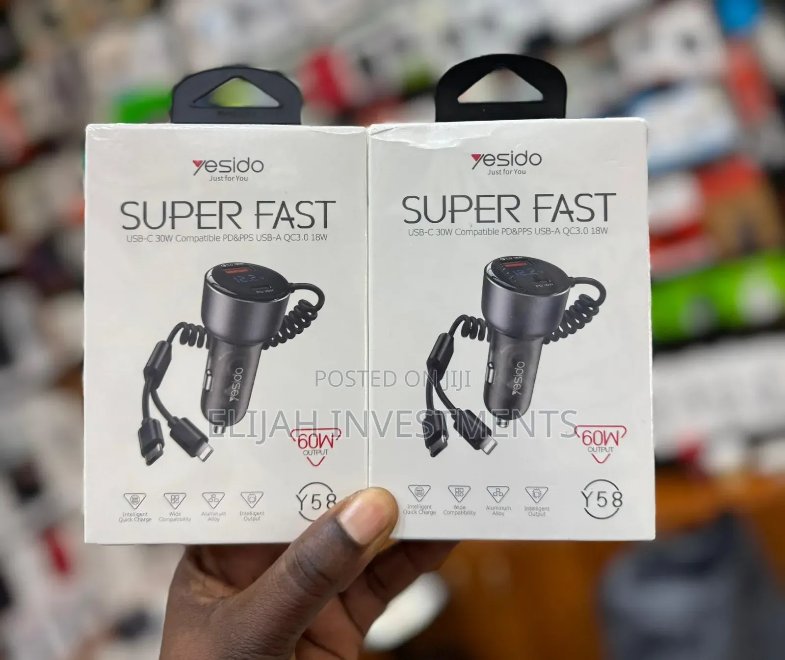 Yesido Y58 60w Type-C+Usb-a Dual Port Super Fast Car Charger